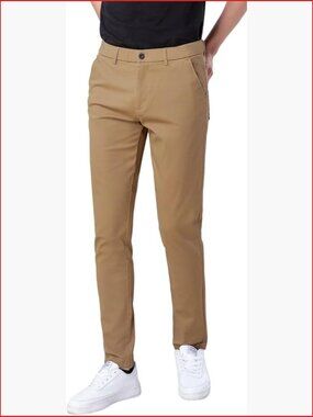 Skinny Stretchy Khaki Pants Chinos Tapered Trousers Slim Fit Men's